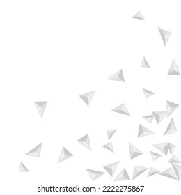 Gray Pyramid Background White Vector. Triangle Luxury Template. Grizzly Isolated Banner. Fractal Modern. Silver Polygon Backdrop.