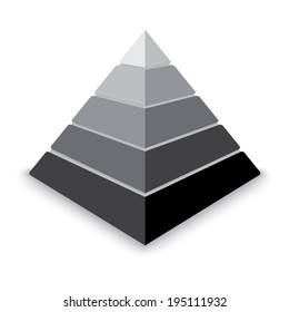 Gray pyramid design element isolated on white background.