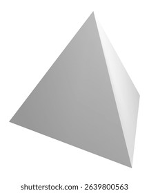 Gray pyramid standing on a white background, representing concepts such as stability, growth, and reaching new heights, ideal for businesses and marketing campaigns