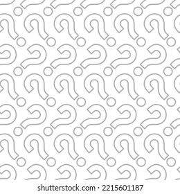 gray question marks on a white background, seamless pattern on white background.