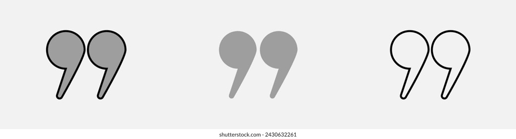 Gray quotation marks icon set