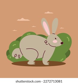 gray rabbit farm animal character