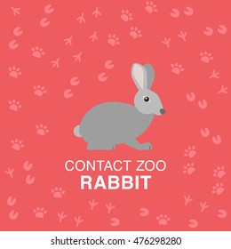 Gray rabbit flat illustration for contact zoo concept.