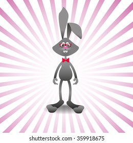 gray rabbit with glasses vector
