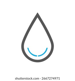 Gray raindrop symbol with blue smile inside water icon