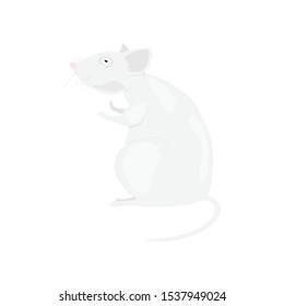 Gray rat symbol of the new year 2020 on a white background. Flat vector illustration EPS10