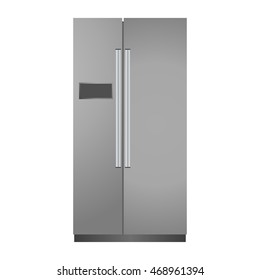 Gray realistic fridge isolated  on a white background