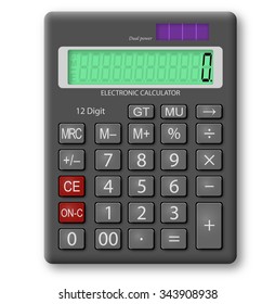Gray realistic vector calculator. Arranged layers structure.