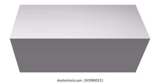 Gray rectangular cuboid standing on a white background, representing concepts of stability, simplicity, and geometry, ideal for architectural or design projects