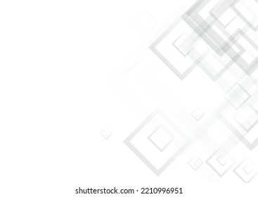 Gray Rectangular Modern Vector  Background. Shape Square Backdrop. White Concept Banner. Light Architecture Pattern.
