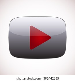 gray, red  button color. Rounded square web button isolated.