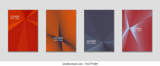 Gray and red halftone angles vector cover template with lines. Tech background, title places. Vector journal design covers geometric shape background set, halftone lines hipster pattern abstract set.
