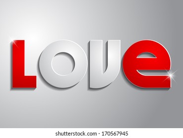Gray and red inscription love on a gray background