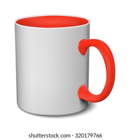 Gray and red mug realistic 3D mockup on a white background vector illustration