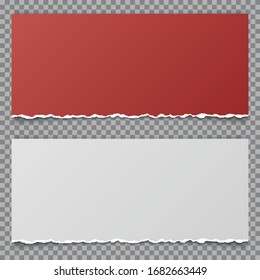 gray and red note paper on transparent background