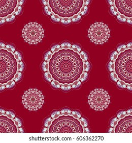 Gray, red and pink abstract ornament, vector seamless pattern of abstract decorative elements.