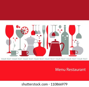 Gray red restaurant menu