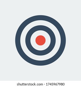 gray and red target icon, flat vector business pictogram