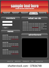 Gray and red vector website template