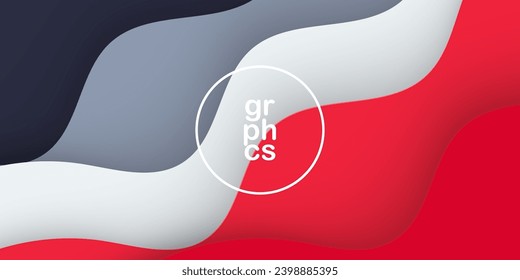 Gray, red, and white wave. Abstract papercut. Abstract colorful waves. Wavy banners. Color geometric form. Wave papercut. Eps10 Vector illustration