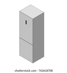 gray refrigerator with isometric on white background