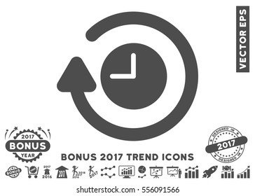 Gray Repeat Clock icon with bonus 2017 trend symbols. Vector illustration style is flat iconic symbols, white background.