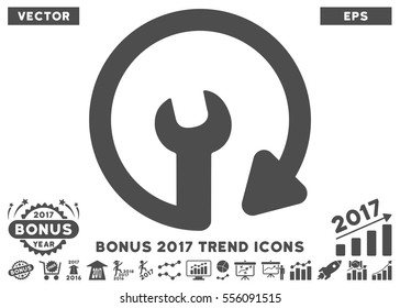 Gray Repeat Service pictogram with bonus 2017 year trend symbols. Vector illustration style is flat iconic symbols, white background.