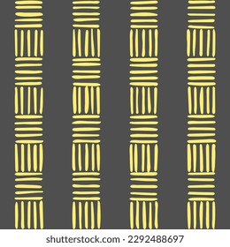 gray repetitive background. yellow hand drawn striped lines. vector seamless pattern. geometric illustration. fabric swatch. wrapping paper. continuous design template for textile, linen, home decor
