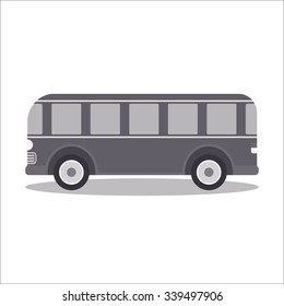 Gray retro city bus on a white background - isolated vector illustration