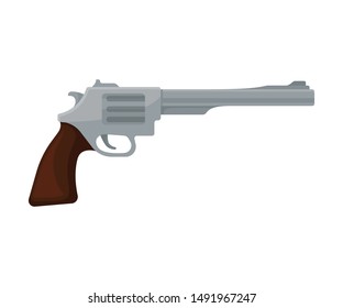 Gray revolver. Vector illustration on a white background.