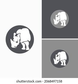 Gray rhino logo in flat colors. vector logo is editable and perfect for symbols