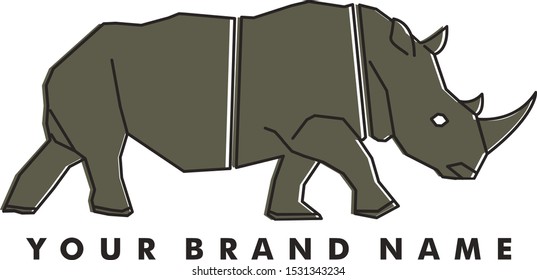 Gray Rhino Logo Vector Design
