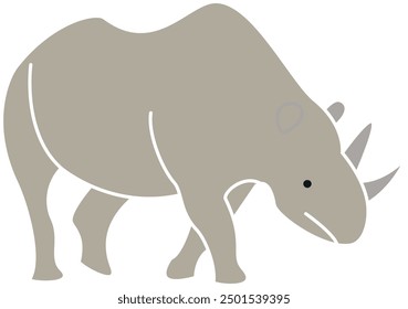 The gray rhino vector, rhino vector, rhino illustration 