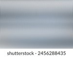 Gray ribbed corrugated metal sheet texture. Reeded silver glass transparent overlay. Acrylic fluted door stricture, frozen sheet construction for building separation. Repeat relief of steel panel