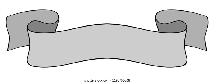 Gray ribbon banner. Vector illustration isolated on white background