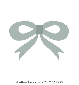 Gray ribbon bow clip art, bows clipart image, grey ribbon bow vector flat illustration, isolated on white background