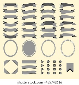 Gray ribbons and web elements vectorial set