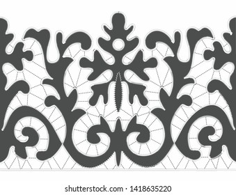 Gray Richelieu embroidery patterns on the white background as decorative pattern