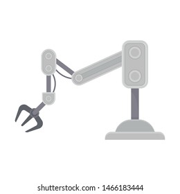 Gray robotic arm with a mount to the floor. Vector illustration on white background.