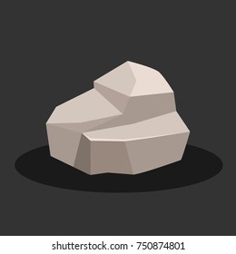 Gray Rock stone on a black background. Vector illustration.