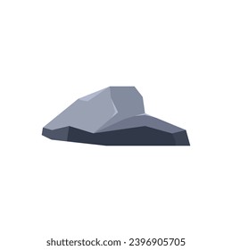 Gray rock stone piece. Stones and rock in flat style. Mountains, geology, mineral concepts. Wild nature object cartoon vector illustration isolated on white background