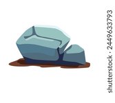 Gray rock vector image, grey stone illustration isolated on white background
