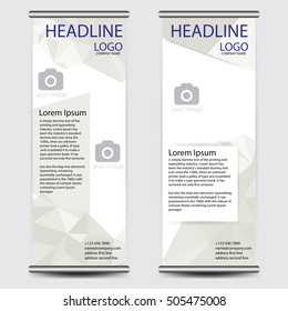 Gray roll up business brochure flyer banner design vertical template vector, cover presentation abstract geometric background, modern publication x-banner and flag-banner, layout in rectangle size
