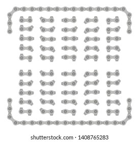 Gray Roller Chain That Used on Bicycles and Motorcycles. Seamless Shapes for Pattern