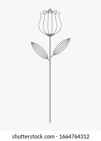 Gray rose with blend effect, vector illustration symbol