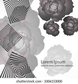 gray roses, abstract vector illustration