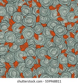 Gray roses. Vector floral seamless pattern.