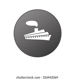 Gray round button ship symbol. Vector illustration