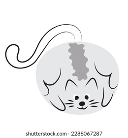 Gray round cat. Stylized character, clip art, logo, design