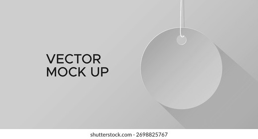 Etiqueta redonda gris sobre fondo gris. Plantilla de Vector para publicidad.